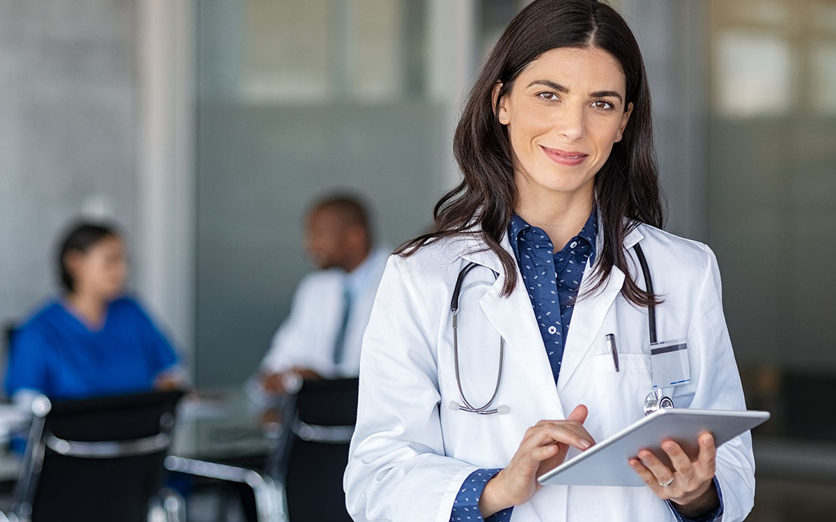 Doctor holding digital tablet